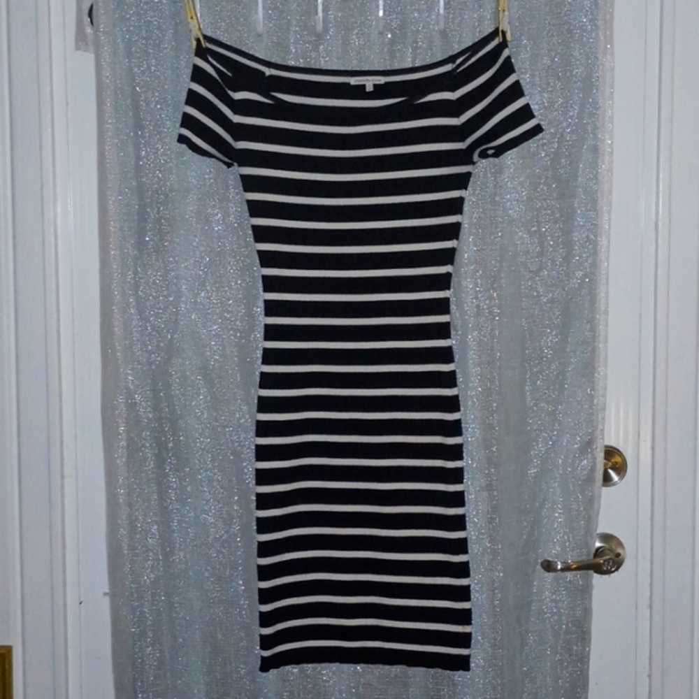 Medium Charlotte Russe black and off white striped dress